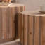 Ensemble de 2 tables basses rondes gigognes, tables d'appoint en bois avec sommier à lattes verticales, tables d'appoint rustiques pour le salon