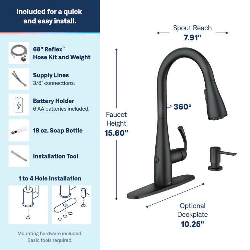 Robinet de cuisine MOEN Essie Touchless, Noir