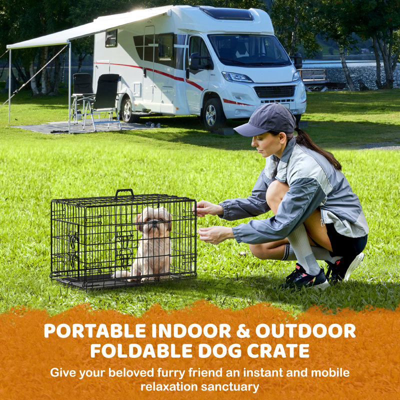 Cage pliable en métal pour chien avec cloison, H 20 po x l 30 po x P 17,5 po