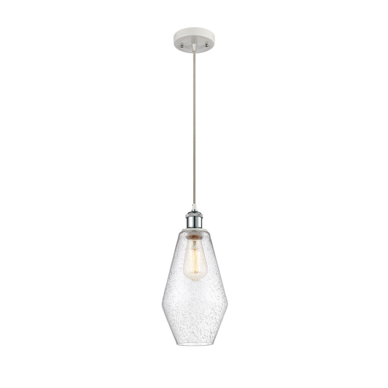 Luminaire suspendu simple à 1 lumière Gabbie, Blanc / chrome poli