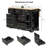 Kitchen Island with 6 Drawers, Pull Out Trash Can Storage, Rolling Kitchen Island on 5 Wheels with Drop Leaf, Power Outlet, 5 Open Side Racks for Kitchen, Dining Room-1971465991