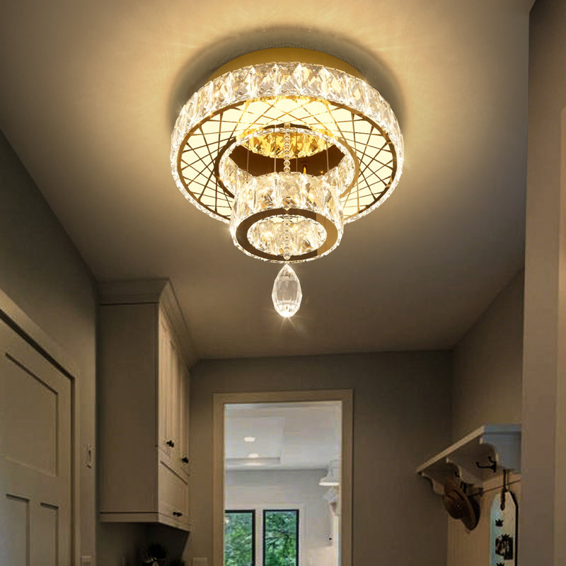 Modern Dimmable Crystal Chandelier, 12, Gold