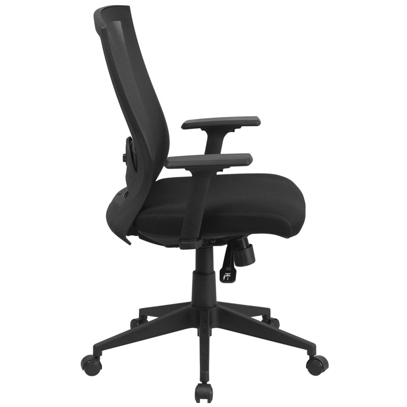 ErgoFlex Mid-Back Black Mesh Swivel Executive Office Chair with Adjustable Arms