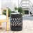Black Outdoor Metal Side Table - Large With Stylish Modern And Iron Cut Ornament End Flair Touch