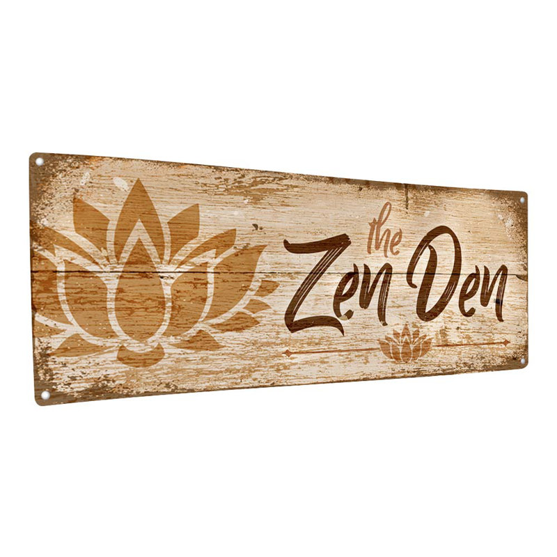 "Zen Den Lotus Metal Sign" sur métal, H 4,25 po x l 11,5 po x P 0,04 po