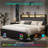 Queen Size Bed Frame With Upholstered Headboard & Storage Drawers, Platform Bed With Led Lights & Charging Station, Black-65176304