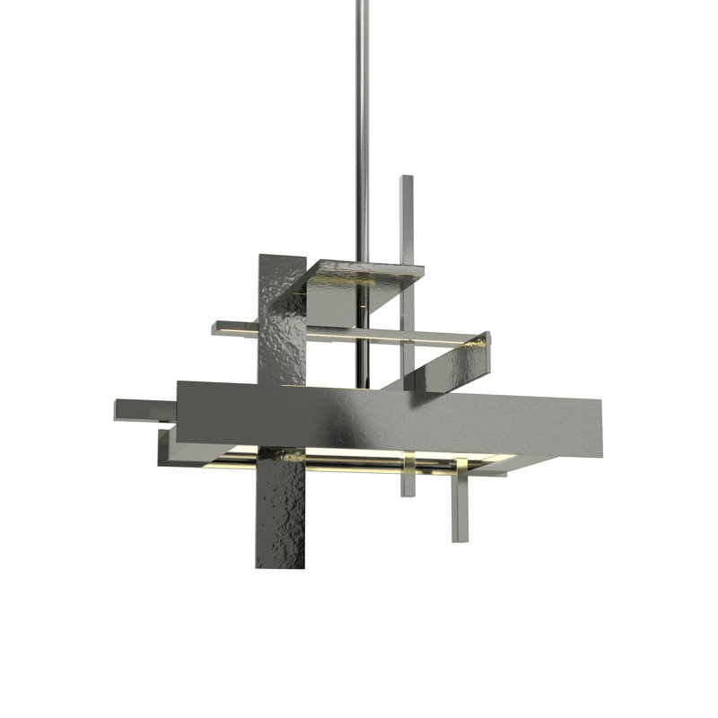 Planar 8.4" H 1 - Light Kitchen Island Geometric LED Pendant, Sterling, Multi: 13.4" to 58.4", None