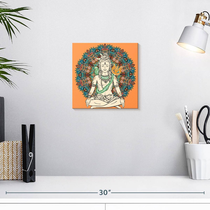 Adella Shiva On Mandala, 10" H x 10" W