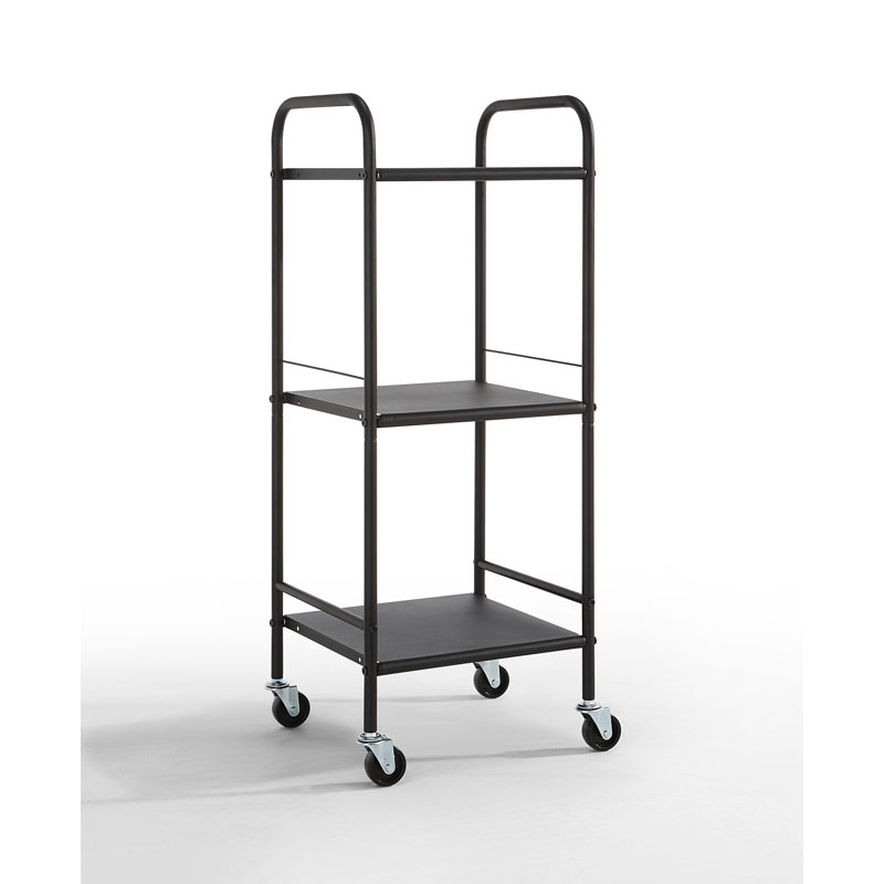 33.27'' H Utility Cart with Wheels, 33.27" H x 12.8" W x 11.81" D, Black
