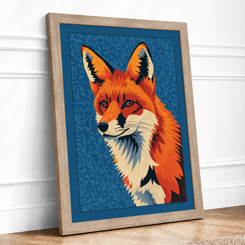 Alert Fox Modern - Framed Print, Oak, A4 - 29.7 x 21.0 cm