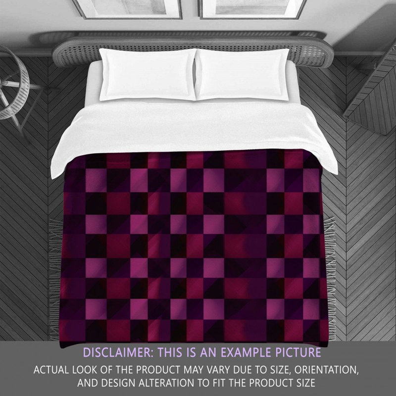 Machine Printed Comforter, Queen Comforter, Purple/Red Checkered