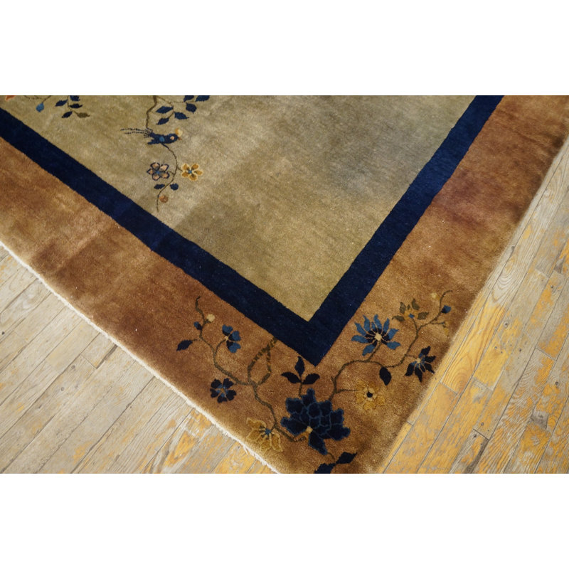 Antique Chinese Art Deco Wool Pile Gray Color Area Rug
