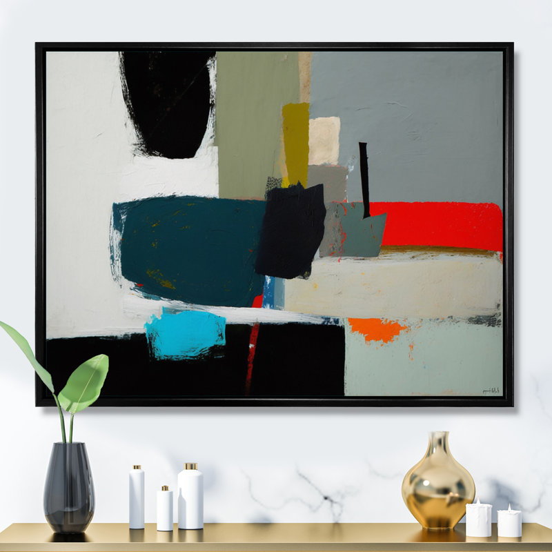 «Touched By Orange II», art mural abstrait sur toile, H 34 po x l 44 po x P 1,5 po, Cadre flottant noir