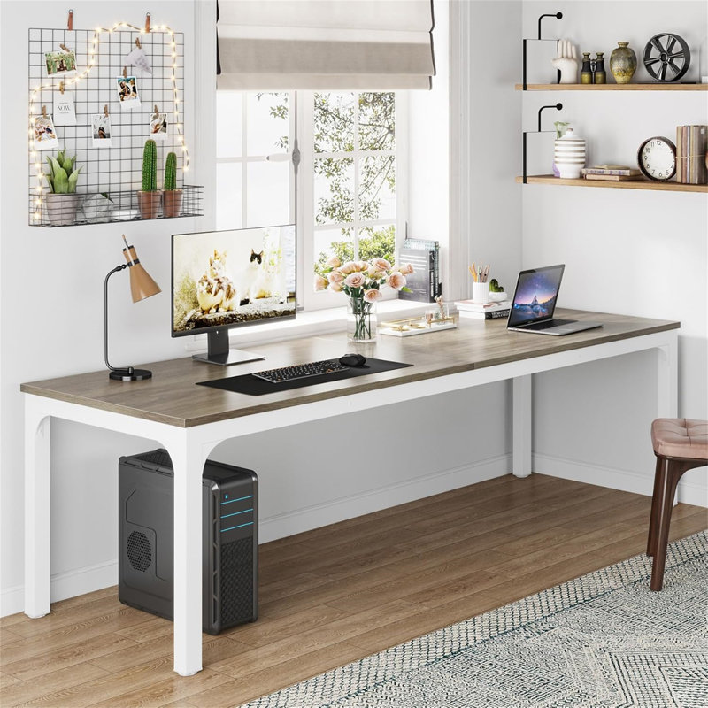 Bureau d'ordinateur très long 78,7 "pour 2 personnes (sans la chaise), Chêne