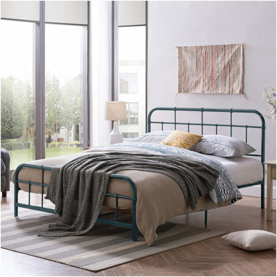 Queen Size Bed With Rounded Corner Headboard And Footboard, Pink