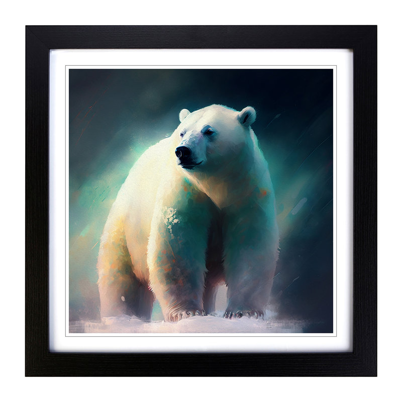 Polar Bear Gestural No.1 - Framed Print, Black
