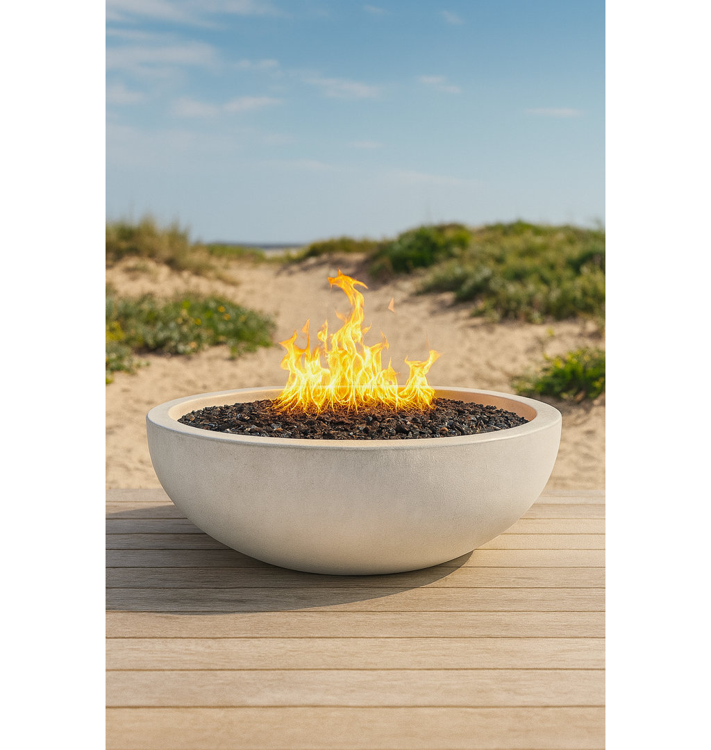 Azemina 48" Solid Concrete Gas Fire Pit Brayden Studio® 