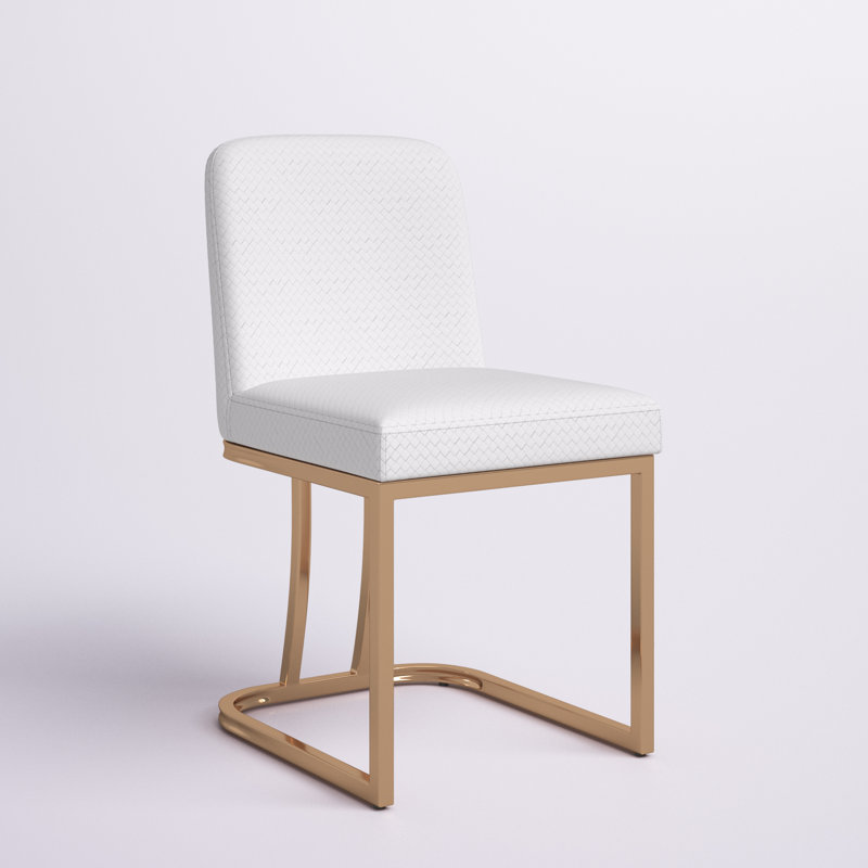 Chaise rembourrée Mack, Blanc, Or