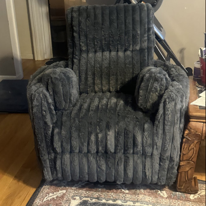 Power Swivel Rocking Recliner chair - White Faux Fur