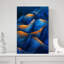 Vagues dorées bleues abstraites, art mural moderne et élégant-129154555