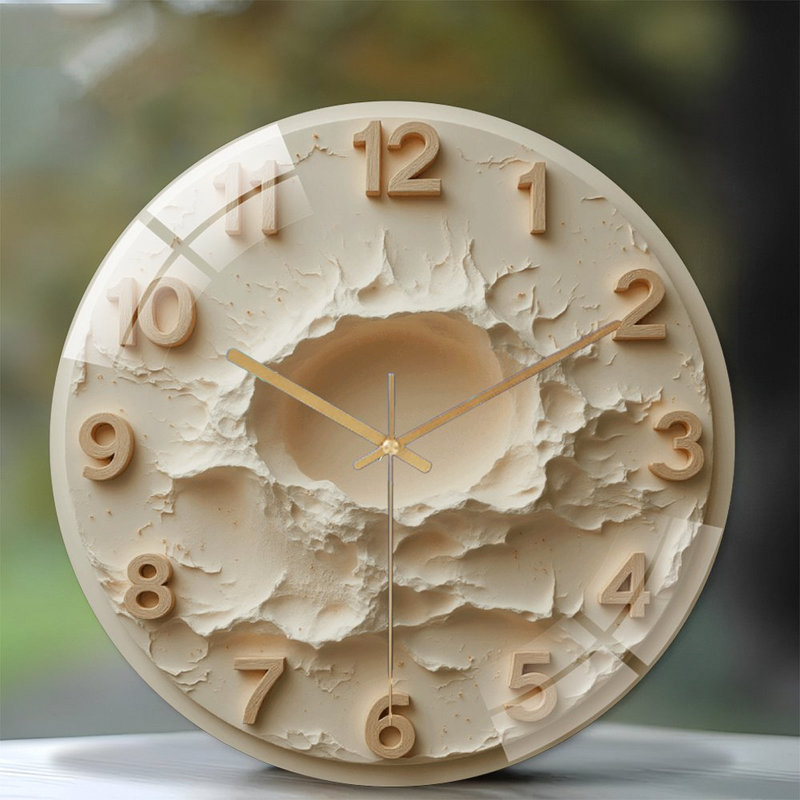 Horloge murale décorative à phase de lune avec surface texturée - Horloge murale moderne en verre 12 po