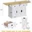 Grand îlot de cuisine de 71,3 po avec abattant, prise de courant, chariot pour îlot de cuisine sur roulettes avec 3, table pour îlot avec armoire de rangement pour les déchets et 3 grands supports de rangement, étagère à épices, blanc-132808583