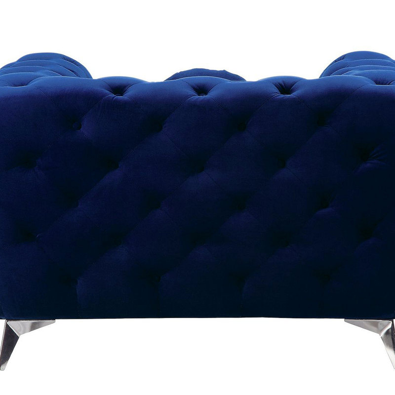 Fauteuil Chesterfield large de 47,09 po Layota, Tissu bleu