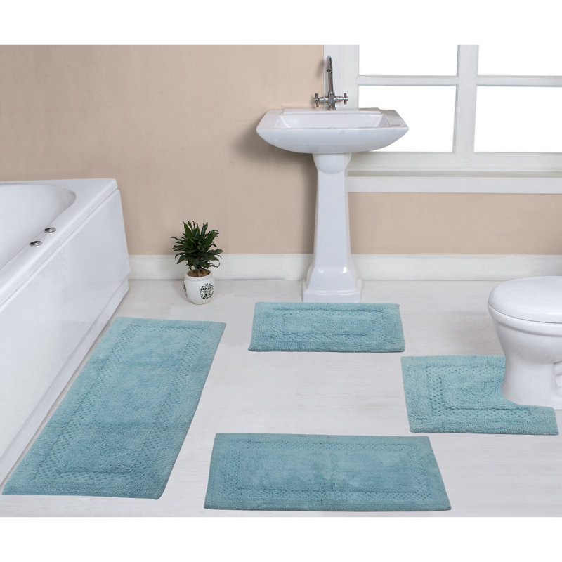 Tapis de bain 100% coton Classy Bathmat Collection (ensemble de 4), Aigue-marine