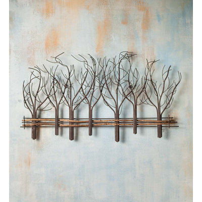 Metal and Natural Vine Seven Tree Wall Décor