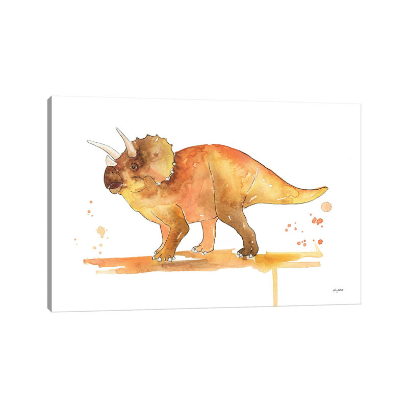 Triceratops by Kelsey McNatt - Painting on Canvas, Wrapped Canvas, 45.72cm H x 66.04cm W x 3.81cm D