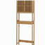 Armoire de rangement en bambou au-dessus de la toilette, organisateur de salle de bain au-dessus de la toilette avec portes à lattes, tablette réglable et tablette ouverte, naturel