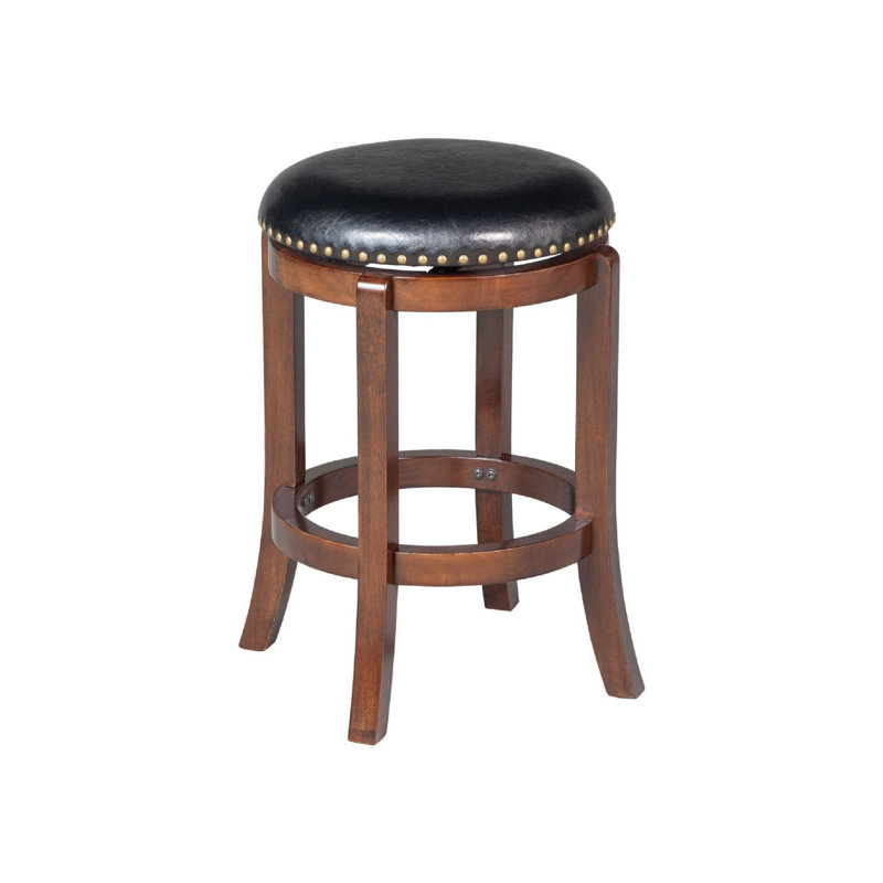 Deltrice Swivel Solid Wood Counter Stool, Walnut Brown