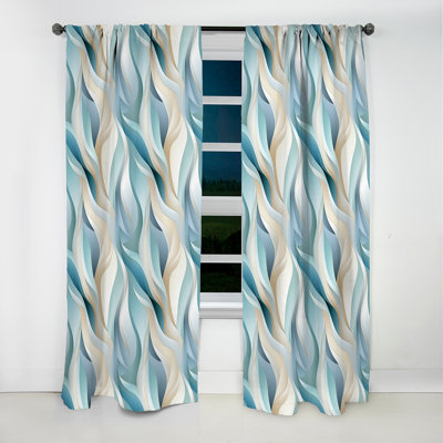 Serene Structures III - Abstract Curtain - Velvet Blackout Geometric Shapes Curtain - 1 Panels