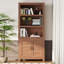 Bibliothèque de campagne 71 "avec portes, bibliothèque rustique en bois à 5 niveaux avec armoire et tablette réglable
