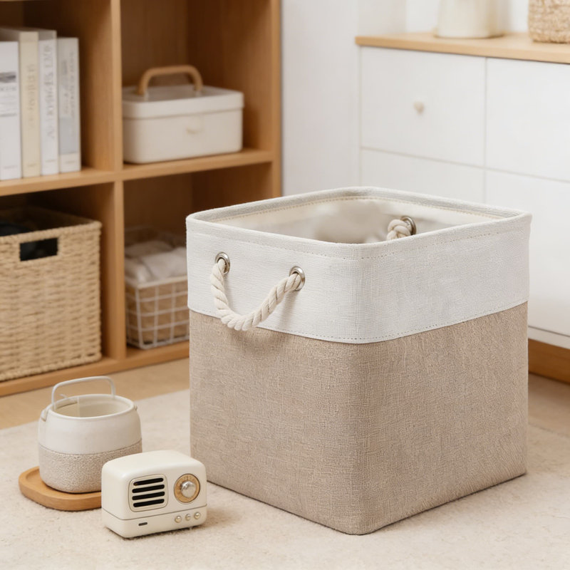 Ensemble de 6 bacs de rangement pliables en tissu de 12 pouces avec cadre renforcé pour la maison, le bureau, le placard et l'organisation de jouets