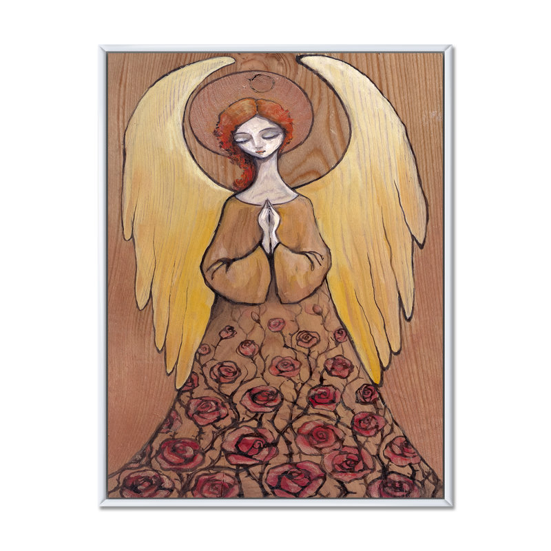 Illustration d'un ange religieux - reproduction d'art sur toile traditionnelle, H 12 po x l 8 po x P 1 po