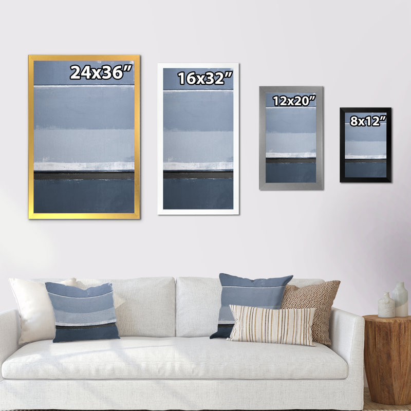Art moderne gris et bleu II 2FDP47744, Cadre noir, H 20 po x l 12 po x P 1 po