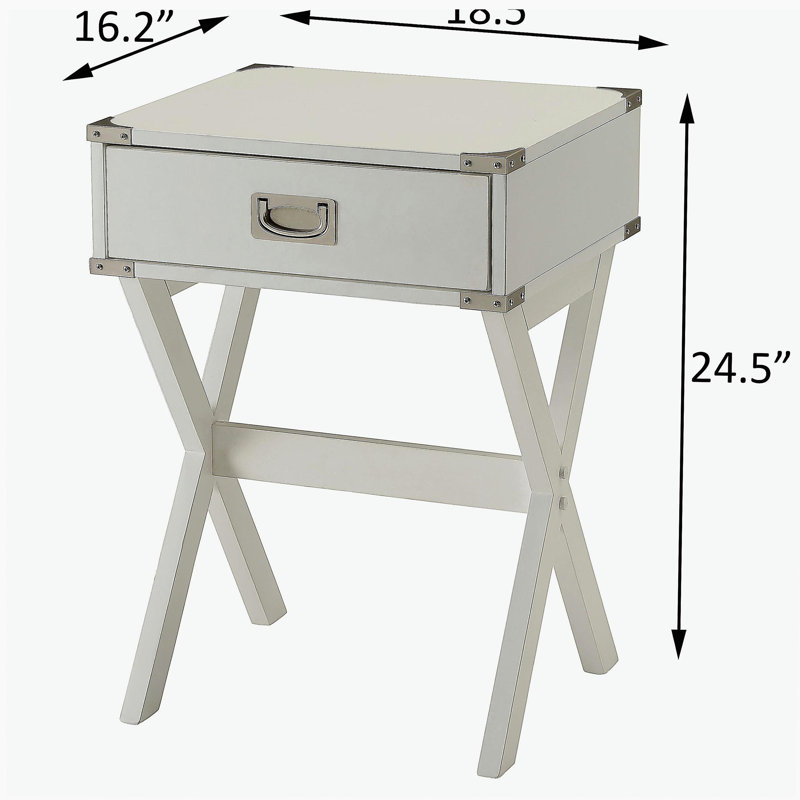 Table d'appoint blanche 1 tiroir, Blanc