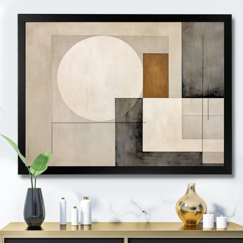 Convergence harmonique beige et brun - impression, Cadre photo noir, H 24 po x l 32 po x P 1 po