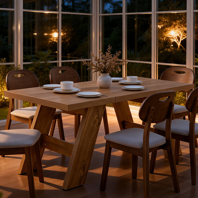 71" Light Wood Grain Splicing Rectangular Dining Table, Modern Dining Table for Home Use. Accommodates 6-8 People