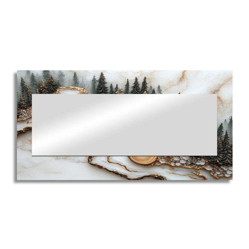 La forêt, veine de cristal de l'hiver II, décor de miroir mural, imprimé sur métal, 28 po x 55 po