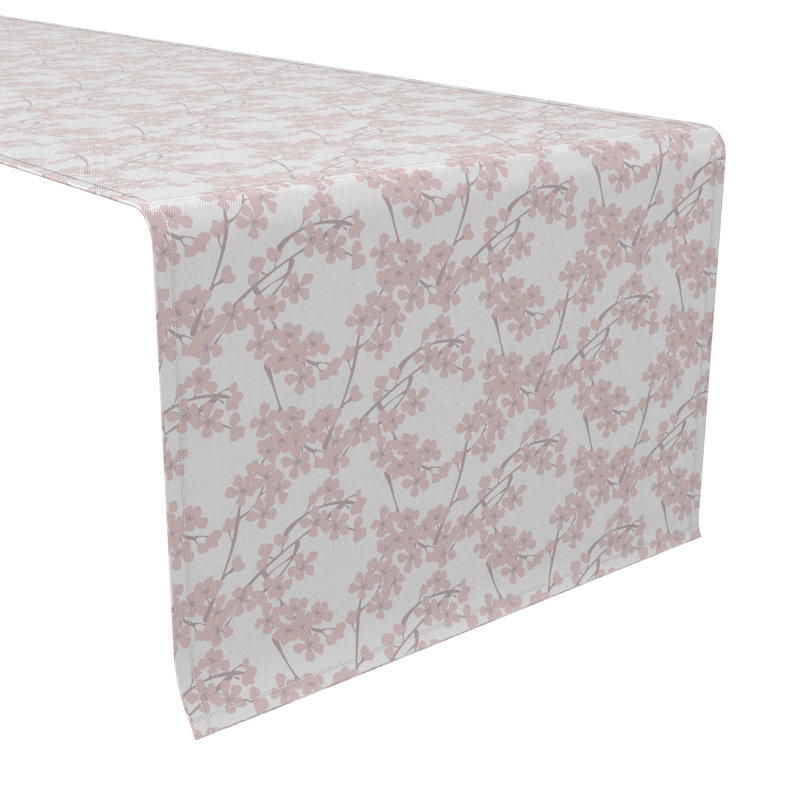 Rectangular Floral Cotton Twill Table Runner