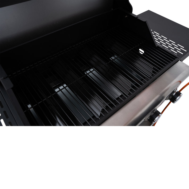 Barbecue au gaz à 4 brûleurs avec tablette latérale et thermomètre