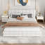 Lit plateforme tapissier avec tissu en velours et coutures-107963047