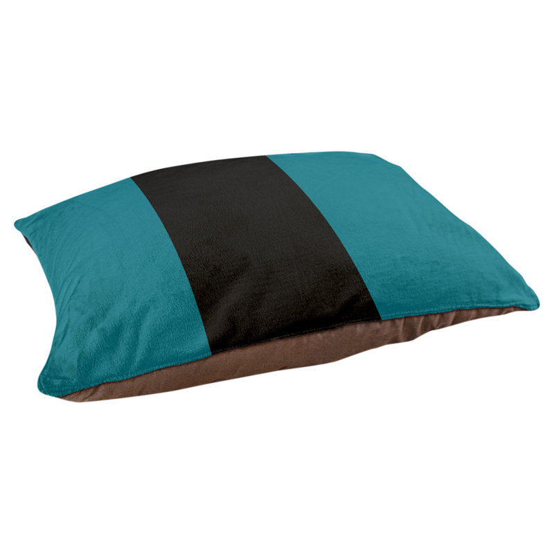 Coussin rectangulaire designer Tampa Bay, Grand (L 40 po x l 50 po), Bleu sarcelle foncé du Pacifique / noir