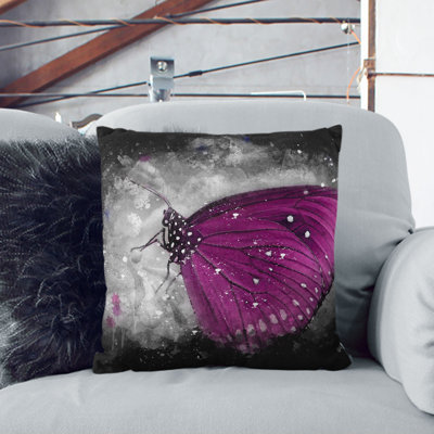 Butterfly upon a Flower Paint Splash Cushion with Filling