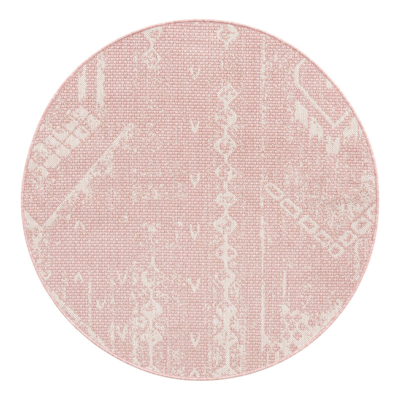 Bomer Geometric Indoor / Outdoor Rug, Round 4'