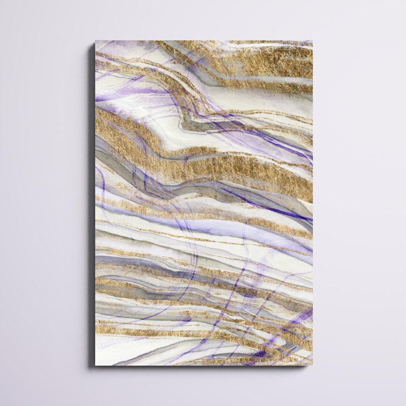 «Amethyst & Gold II» par Studio W - peinture sur toile tendue, H 48 po x l 32 po
