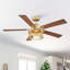 Ventilateur de plafond standard à 5 pales 52 po avec télécommande et ensemble d'éclairage inclus Rippeon-895135529