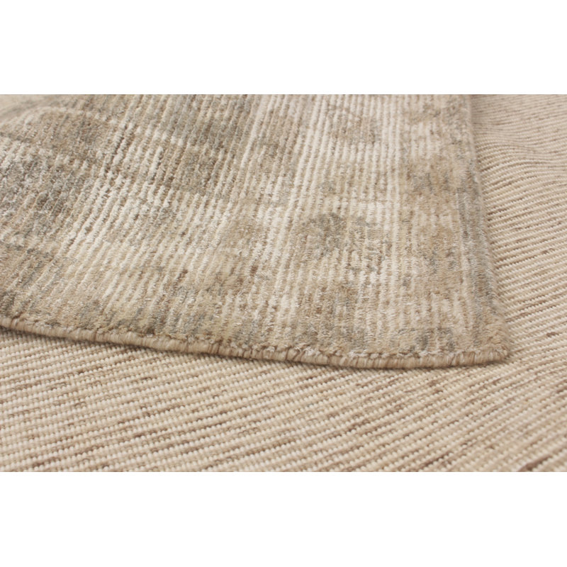 Tapis beige/gris en soie tissé à la main Zara, Rectangle 5 pi x 8 pi
